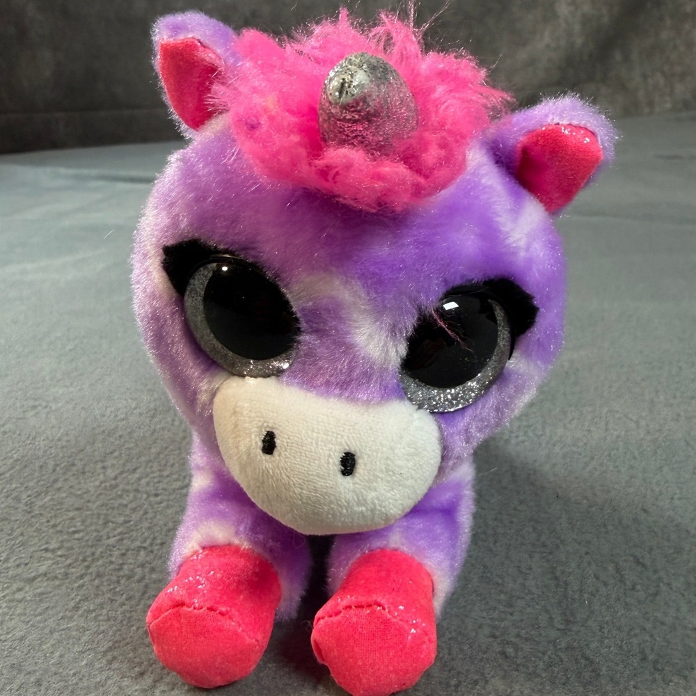 Zuru Coco Surprise Ziggy Unicorn Plush Purple Pink Glitter Eyes Silver Horn 6"